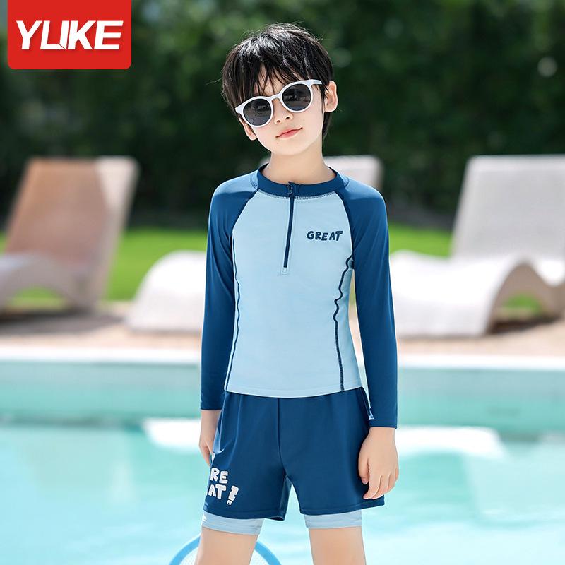 Children's Long-Sleeve Sun Protection One-Piece Swimsuit - Trendy Summer Vacation Outfit for Big Kids & Teens