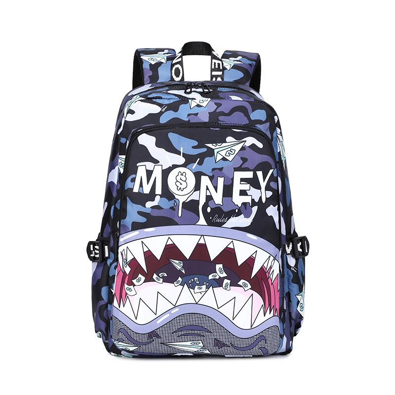 

Schoolbag New Colored Shark Student Lightweight Waterproof Schoolbag Large Capacity Personalized Cartoon Simple Backpack 30*14*43
