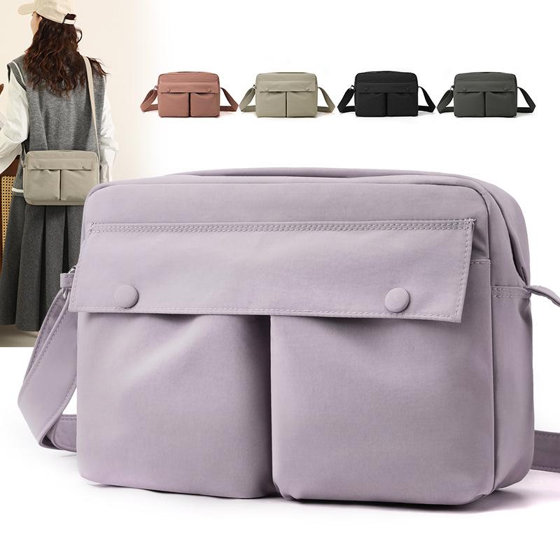 New Waterproof Nylon Cloth Niche Simple Multi-Compartment Printable Logo Bag Women'S Versatile Shoulder Messenger Bag