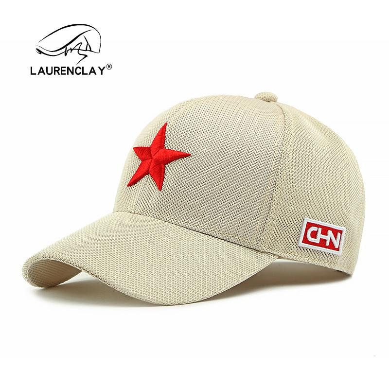 Guochao Hut Herren und Damen Sommer atmungsaktive Kappe Netz-Sonnenhut dreidimensionale Stickerei fünfzackiger Stern harter Schirm Baseballkappe