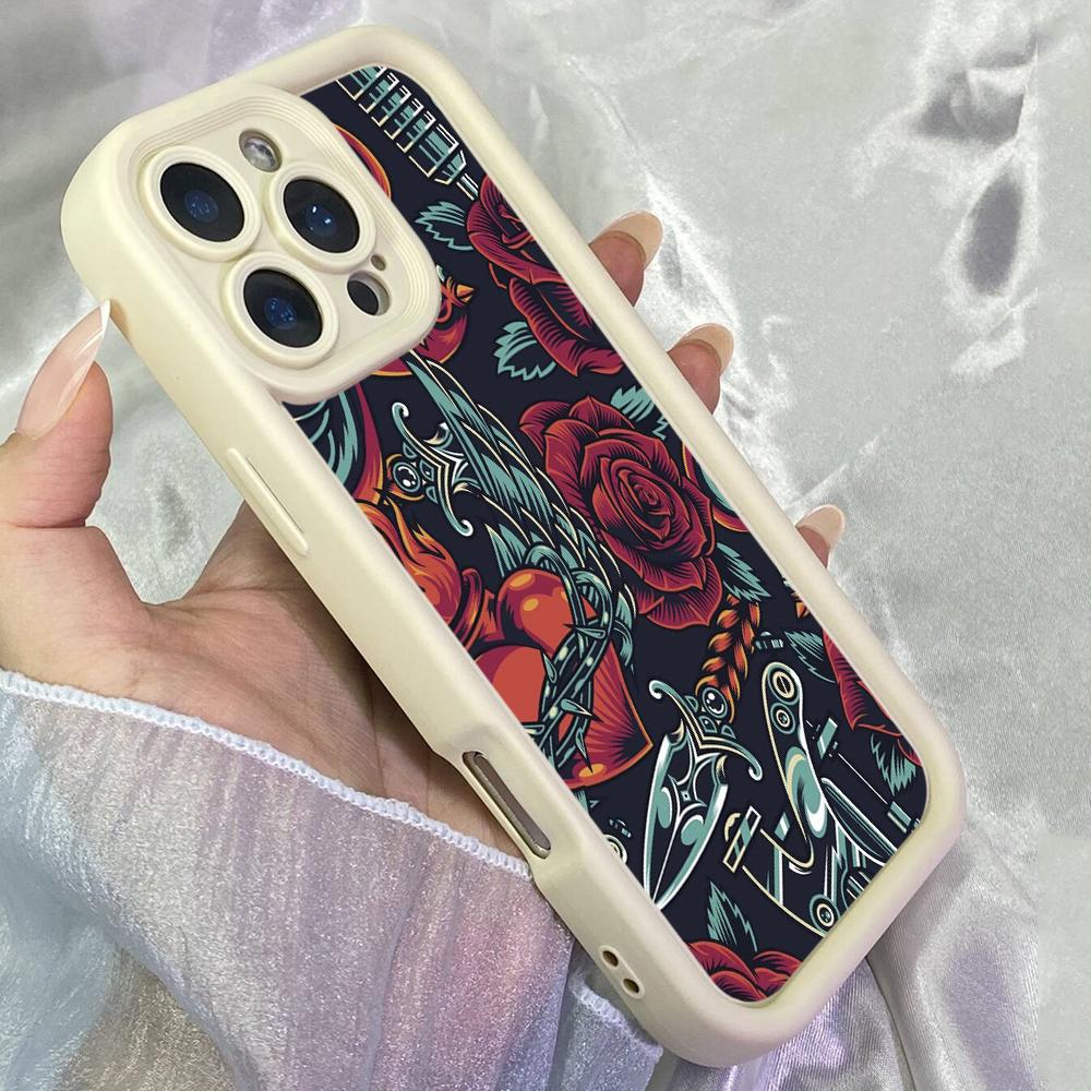JT449 Red Blue Roses for iPhone 17 16 15 14 13 Pro Max Samsung S26 S25 Ultra A17 A07 A56 A16 Xiaomi 15T Redmi 15c 14C 13C Soft Case