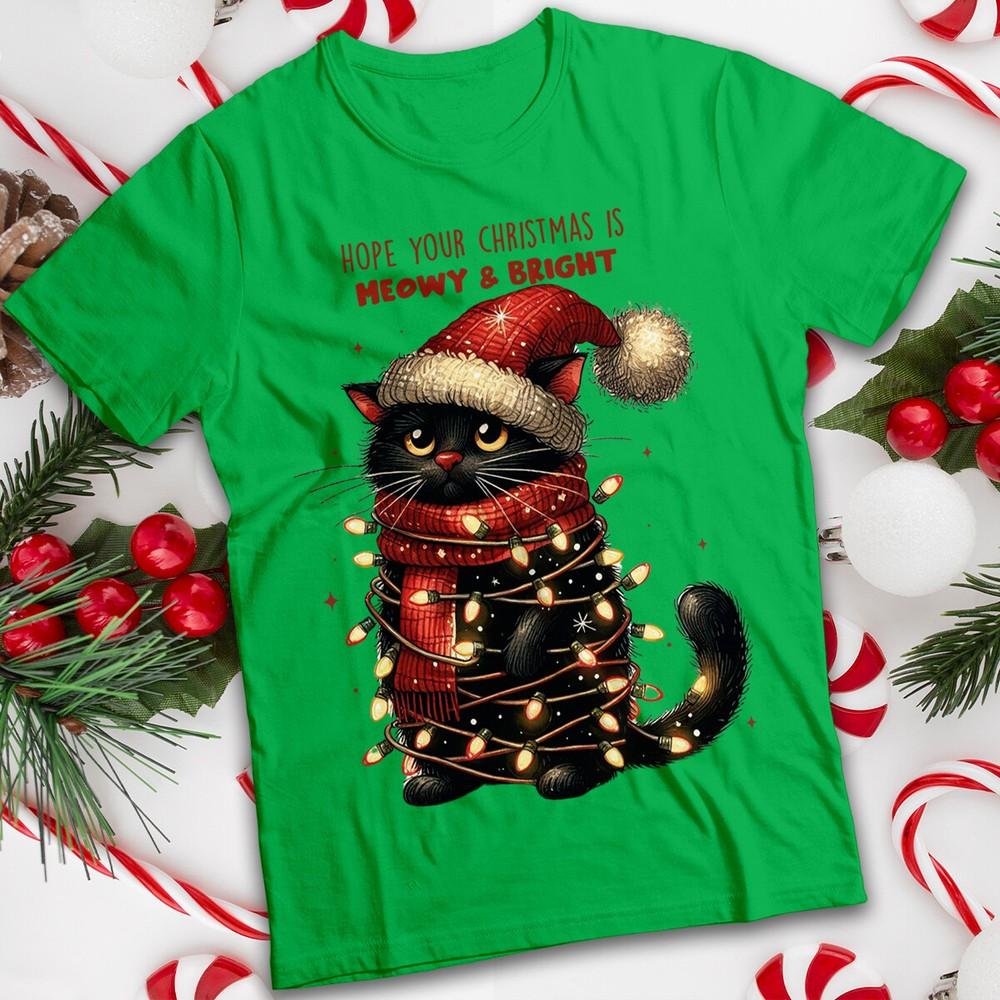 

Забавная мужская и женская рождественская футболка с котом #MC L