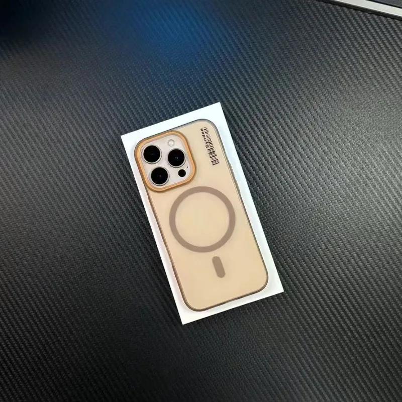 Etui do ładowania bezprzewodowego Magsafe na iPhone 15 13 12 14 16 Pro Max Matowe Magnetyczne Modne Odporne na Wstrząsy Etui Pancerne Metalowa Osłona Obiektywu