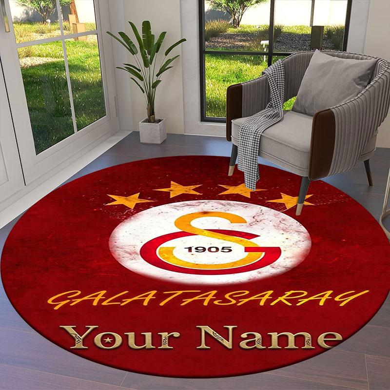 Galatasaray S Custom Name Round Area Rug,Carpet Rug for Living Room Bedroom Sofa Playroom Decor,Non-slip Floor Mat