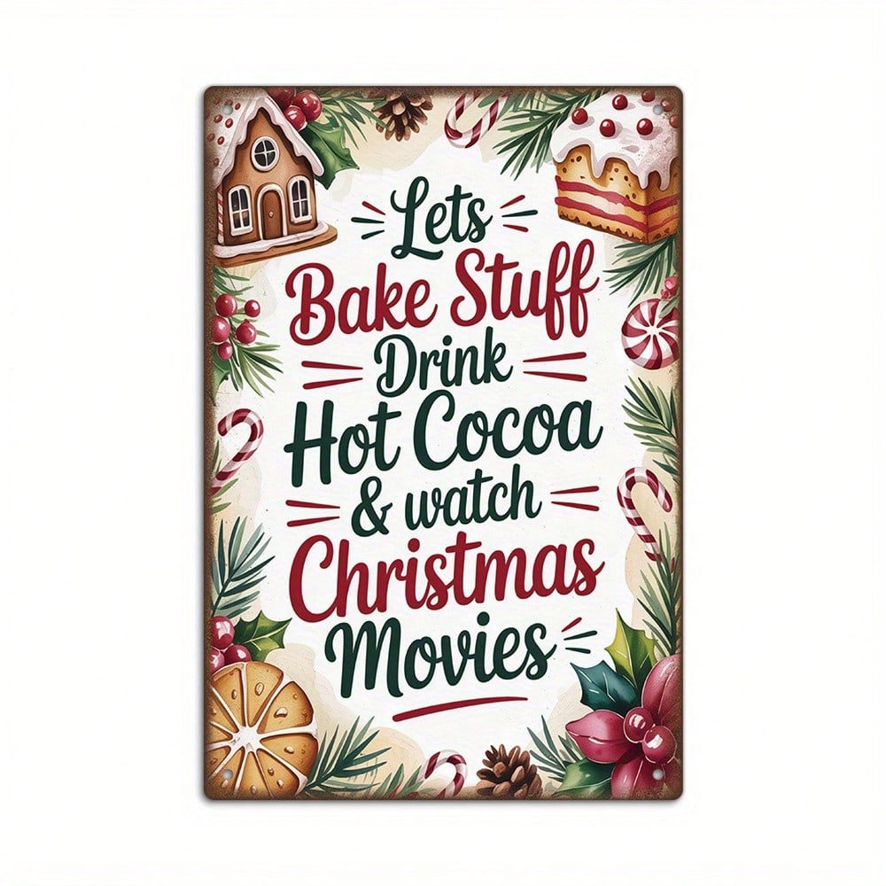 Metal Tin Sign Watercolor Christmas Tree Retro Wall Decor 20x30cm