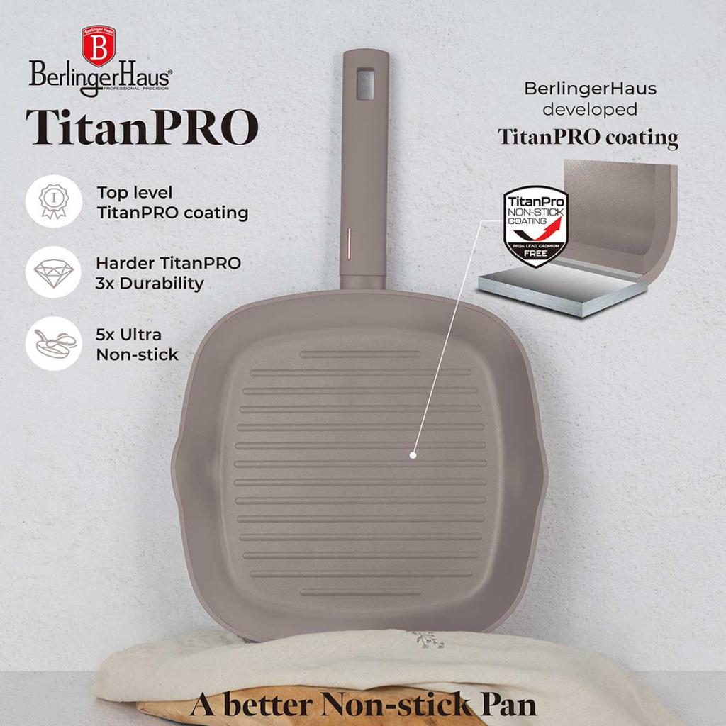TITANIUM GRILL PAN 28cm BERLINGER HAUS BH-8096 TAUPE