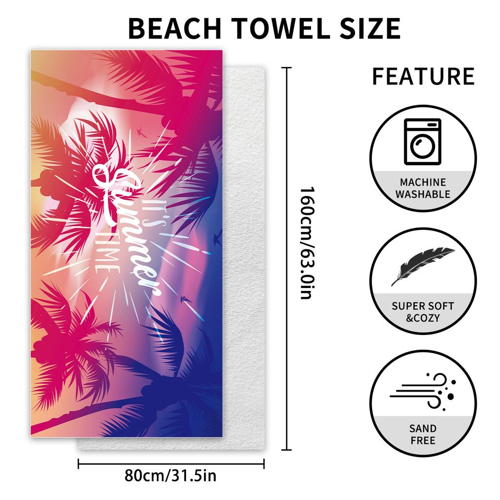 Schnelltrocknendes Sporthandtuch mit Sonnenschutz-Strandtuchmuster Seaside Reise-Strandtuch absorbiert Wasser