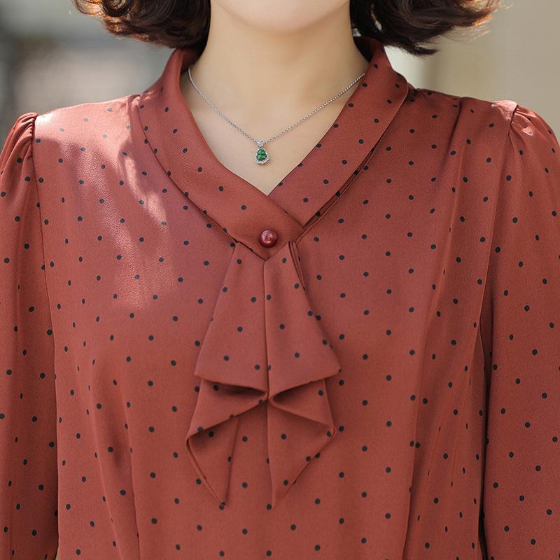 Trendy Autumn Long-Sleeve Fake Two-Piece Dress for Middle-Aged Women 2025