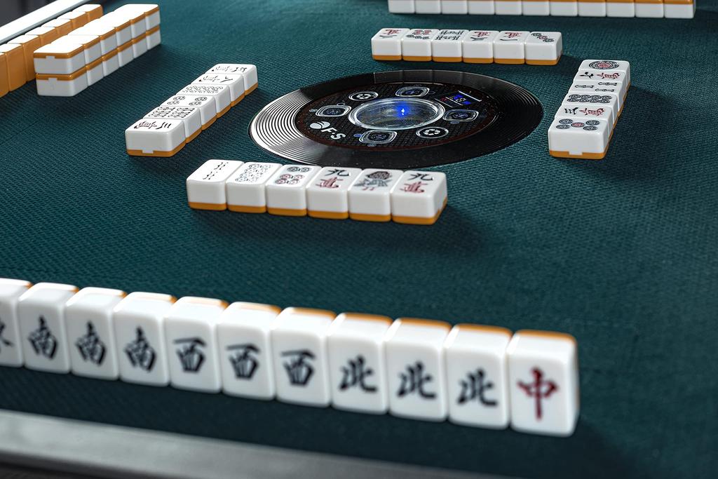 Blue Matte Mahjong Tiles Fully Automatic Mahjong Table with Assembly Wood Grain 10 Accessories Including Dining Table Top [Navy / 28mm] Service,