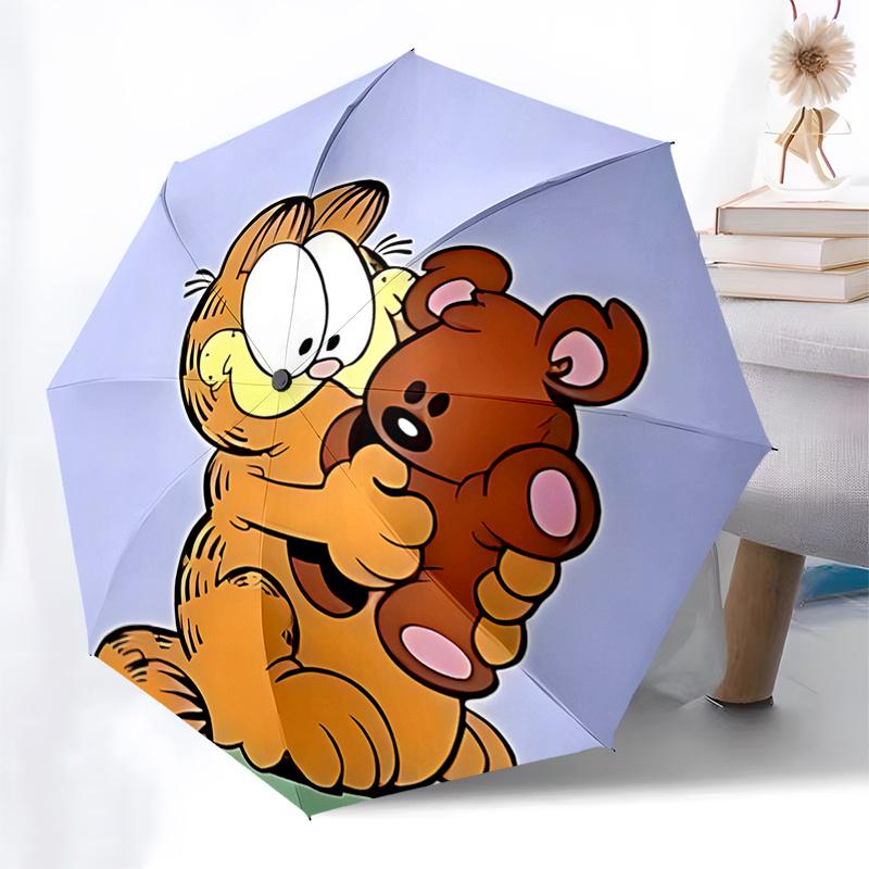 Garfield Hugger: Automatic Opening/Closing Umbrella with 3 Fold Design and Iron Frame, Perfect Gift for Fans and Travelers0104035a