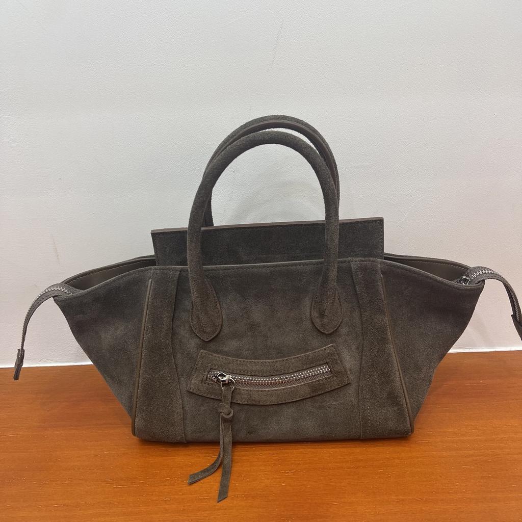 Top Layer Cowhide Hard Cowhide Leather Cute Cartoon Face Hand Tote Bag Large Capacity Breathable Soft Lining Single Shoulder Crossbody Bag