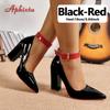 Aphixta 3.94/2.76Inch Super High Square Heels Pumps Women 2cm Belt Buckle Metal Buckle Strap Shoes Pointed Toe Big Size 35-53
