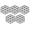 5pc Silicone Hexageon Placemat Heat Insulation Dish Cup Bowl Mat for Dining Table Grey