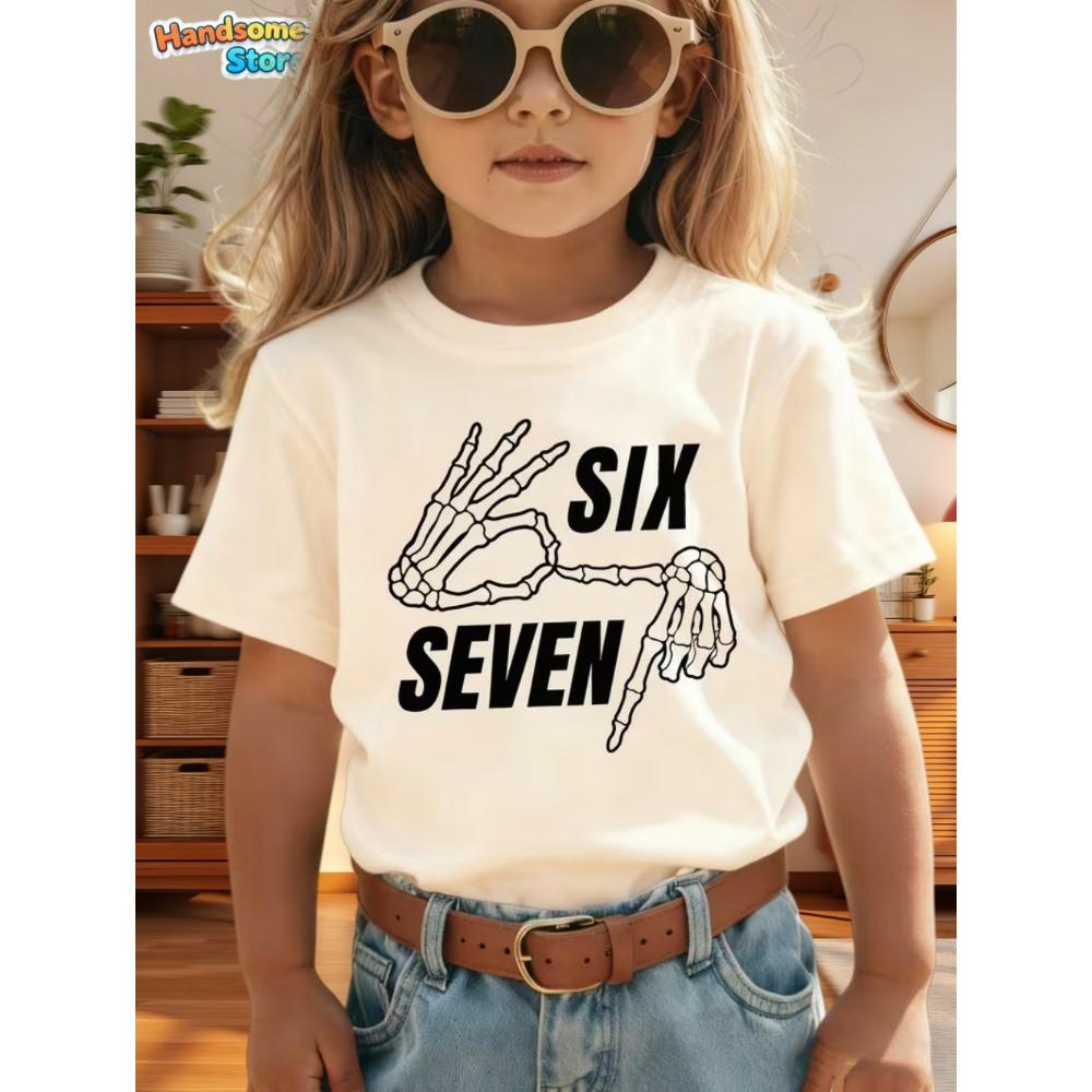 

Fashionable printed T-shirts for boys and girls, printed, short-sleeved, round neck, loose-fitting children s clothing 100