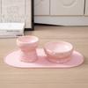 Large Diameter Elevated Cat Bowl Anti-knock Anti-spill Neck Protection Bowl Ceramic Cheese Shape High Foot Bowl Wet Dry Food