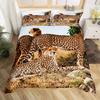 Set Copripiumino Leopardo King Copripiumino Ghepardo Feroce Copriletto Animale Selvatico Safari Decorazione Camera da Letto per Adolescenti Set Biancheria da Letto