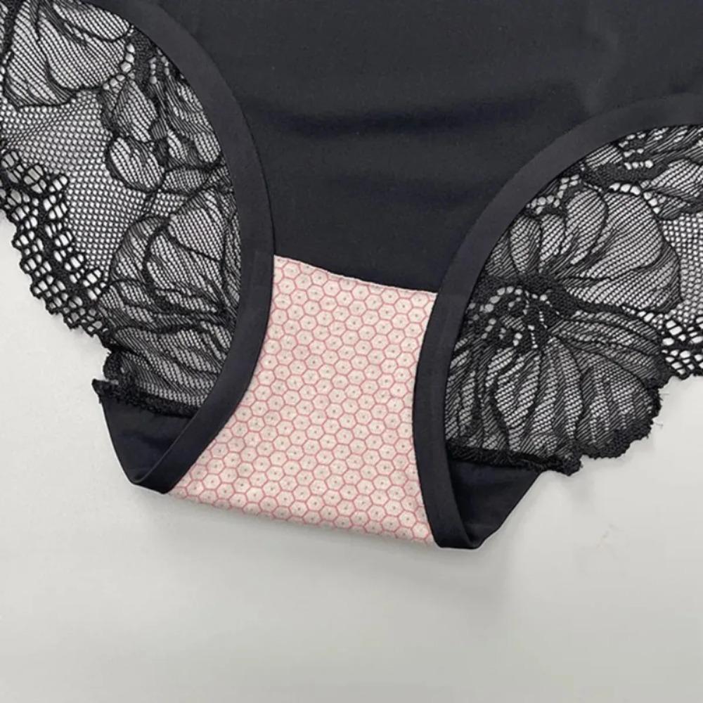 Panties Women Men Ice Silk Couple Underwear Set Seamless Black Lace Design Cartoon Printed Lingerie Anniversary Romantic Gift