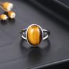 S925 Silver Ring Natural 10*14mm Big Labradorite Simple Tiger Eye Jewelry for Women Men Large Stone Vintage Jewelry Gift