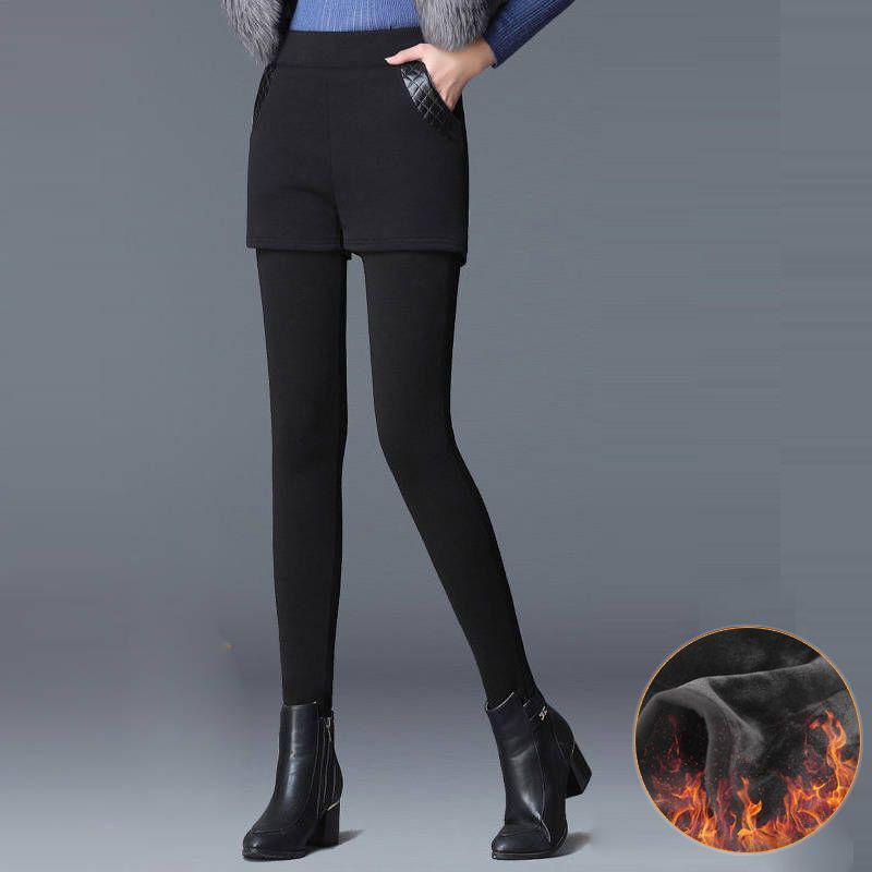 

High-Waisted Cotton Fleece-Lined Skirted Pants, Slim-Fit & Anti-Pilling, for Warmth and Style in Winter M (Suitable for 75-100 lbs)