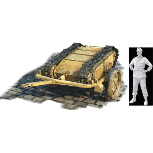 Freedom Model Kit 1/16 German Sd.Kfz.302 Goliath Light Explosive Transport Vehicle and Cart Set with German Soldier Observation Figure, 1944, Plastic