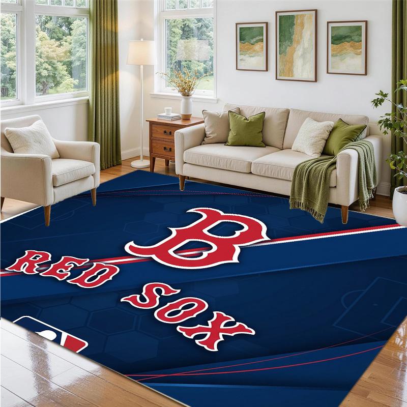 Boston Red Sox Design Crystal Velvet Rug Soft Decorative Mat for Bedroom Entrance