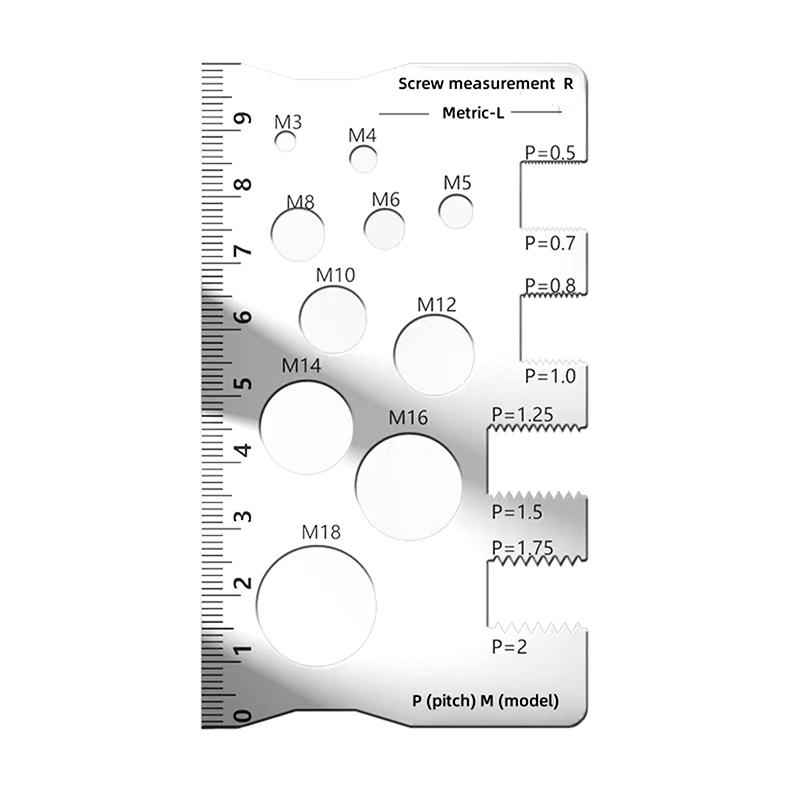1/2/3/5Pcs Stainless Steel Thread Checker - Screw Measurement Ruler Metric Gauge Tool for Pitch Bit Bolt Nut Measuring