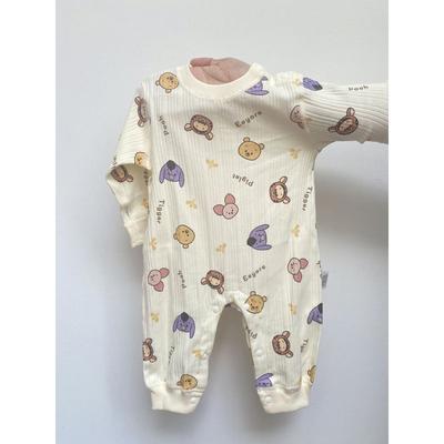 Cute Cartoon Baby Clothes, Pure Cotton Long-Sleeve Seamless Romper for Young Babies, Super Adorable and Suitable for Going Out