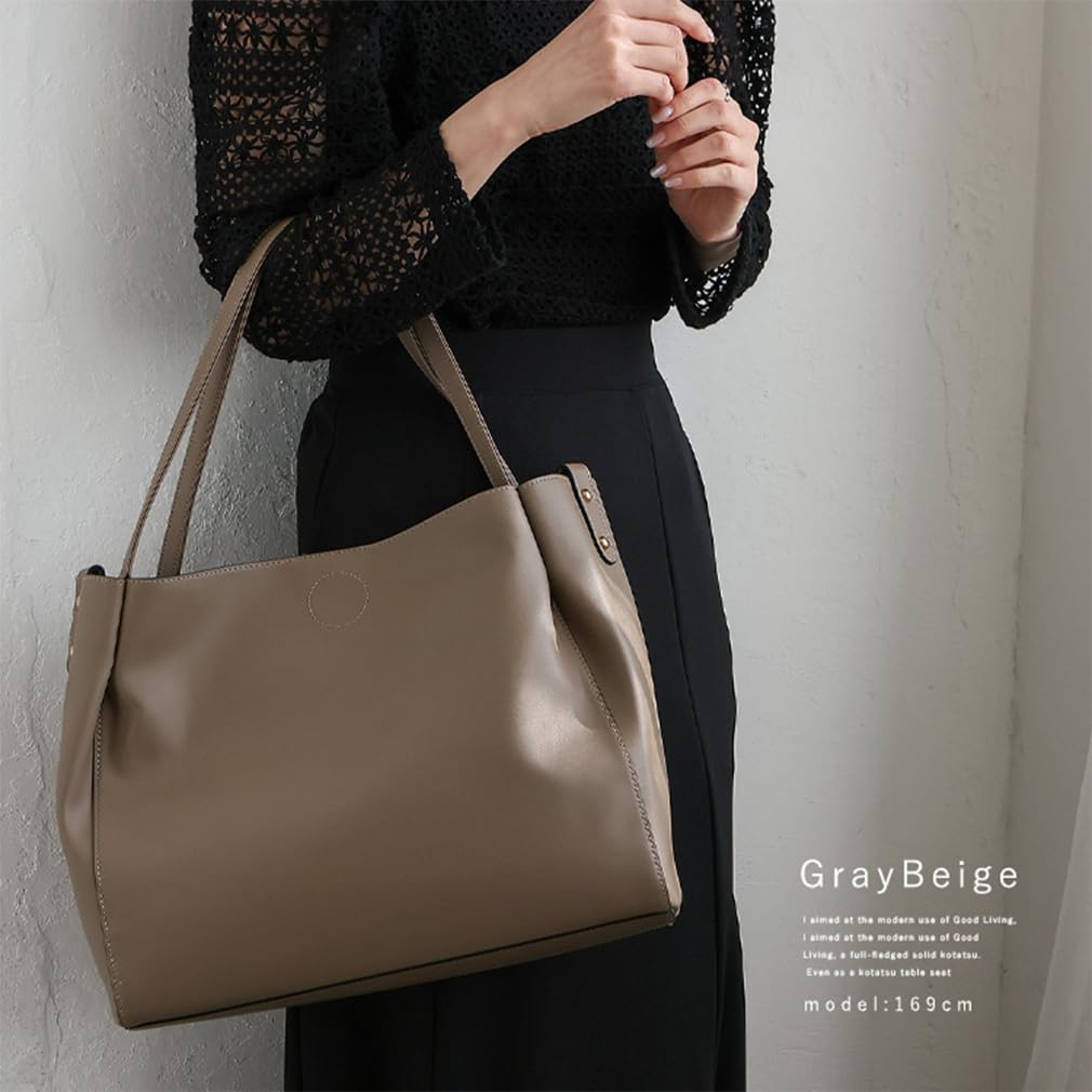 VITAFELICE Tote Bag with Inner Women's 2-Way Bag, Vsib-x1581p (Gray Beige)