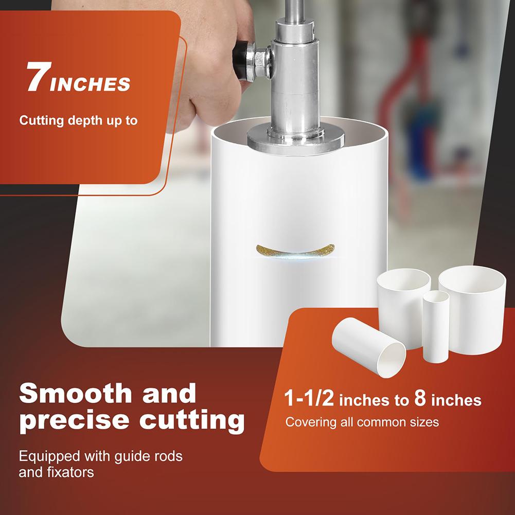 Inside PVC Pipe Cutter 1-1/2 To 8 Inch PVC Pipe Plumbing Inside Cutter Internal Plastic Pipe Cutter Set Adjustable Cutting Depth