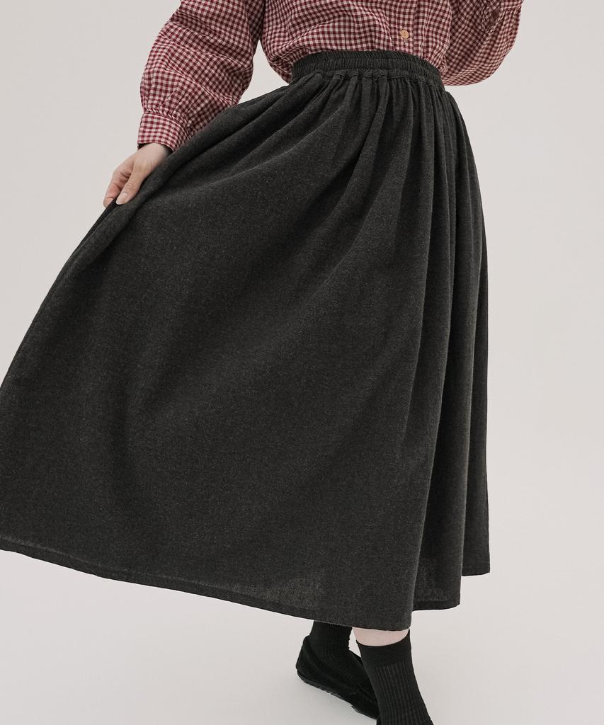 Chikita Cotton Shirred Flare Skirt Deep Brown 250808Db