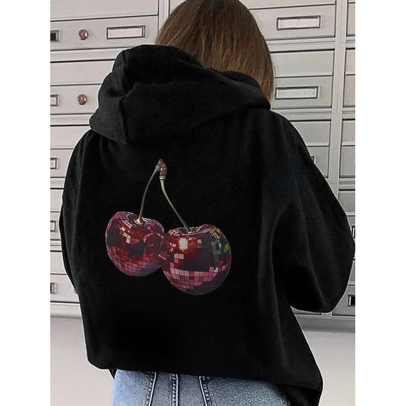 

Fashion Elegant Autumn and Winter New Arrival Fashion Stylish Print Loose Hooded Long Sleeve Sweater Casual Easiest for Match European Station Figure Color XS