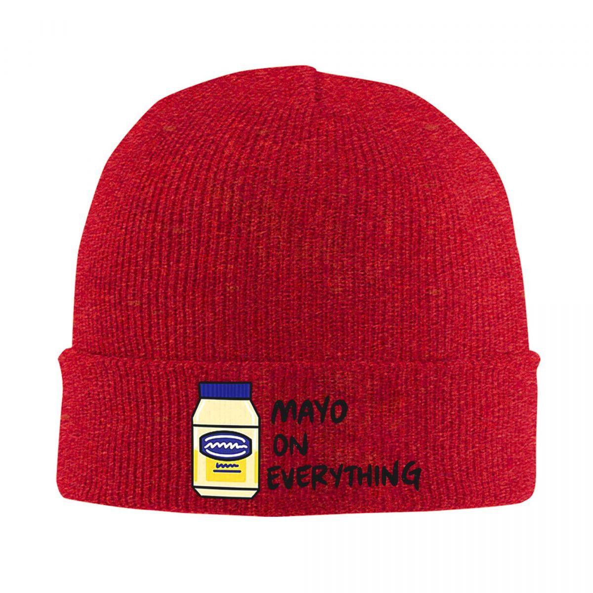 

Mayo Mayonnaise On Everything Warm Knitted Cap Hip Hop Bonnet Hat Autumn Winter Outdoor Beanies Hats for Unisex Adult One Size