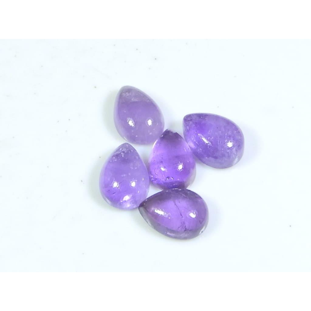 7X10MM Natural Amethst Ring Size Pear Cabochon Loose Gemstone 5Pcs Lot 10Cts A-426