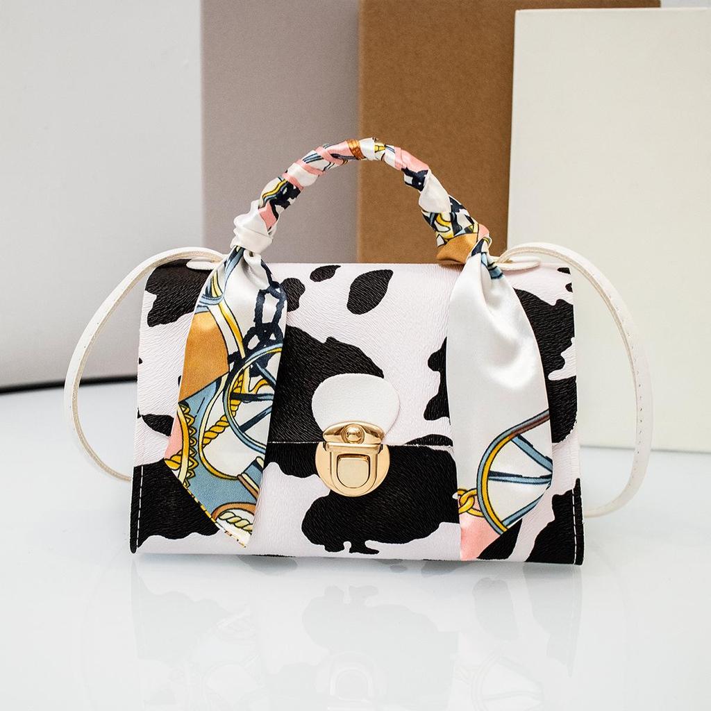 2022 New Retro Printed Silk Scarf One-Shoulder Crossbody Square Bag - Women's All-Match Casual Bag