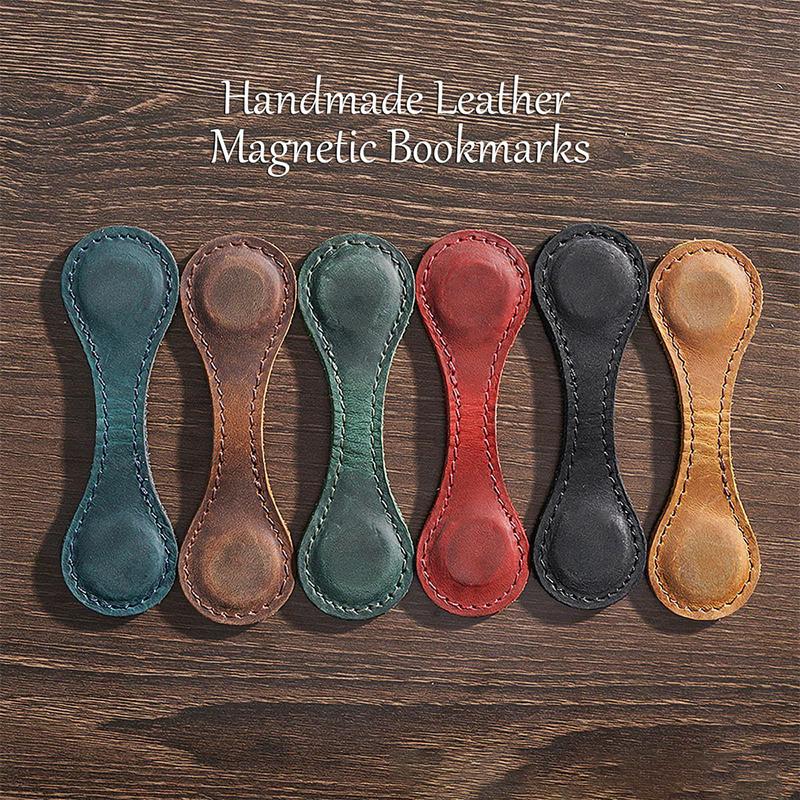 3Pc Notebook Book Markers Page Divider Magnetic Leather Bookmark Double-Sided Magnetic Buckle Magnet Clip Staionery Supplies