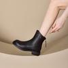 Autumn and winter velvet leather Martin boots women's rear zipper skinny women's boots retro large size casual shoes