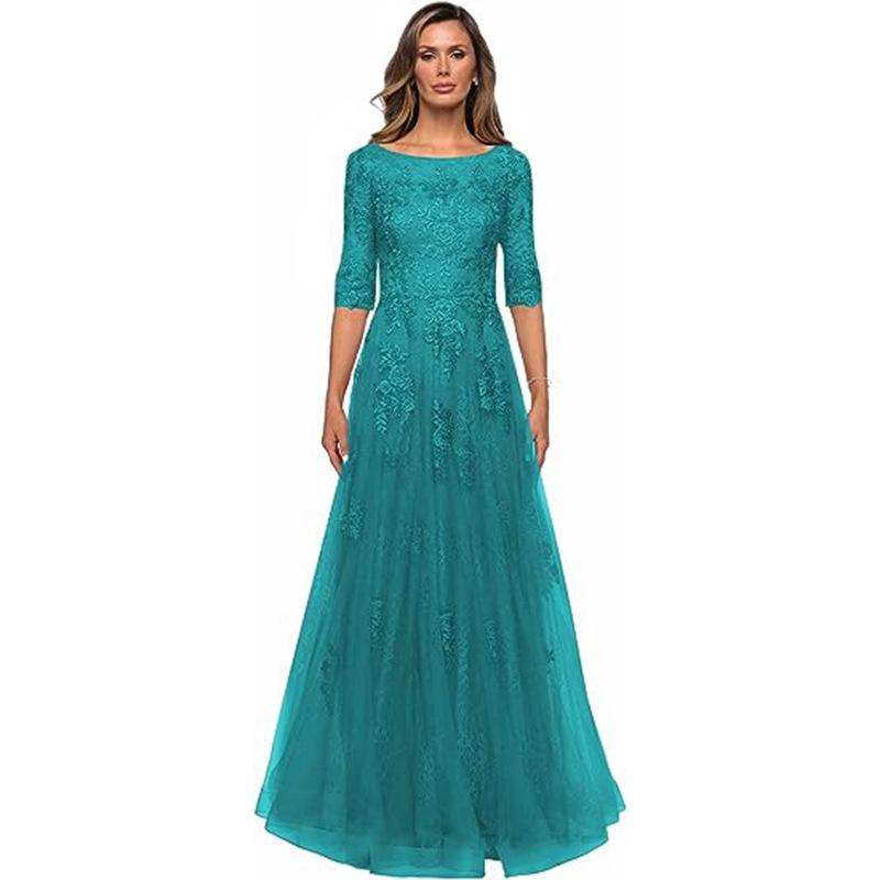 Abendkleid Elegantes Spitzen Brautkleid Damen Formell Ärmel Tante Kleid Kleid