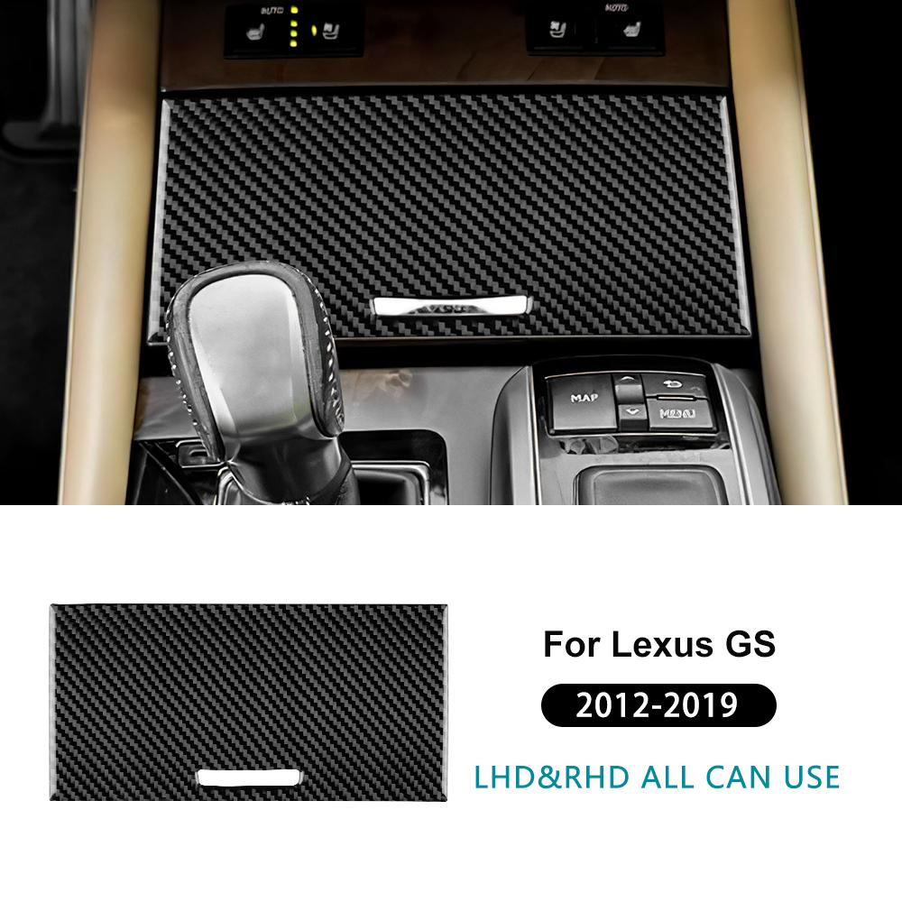 Carbon Fiber Style Gear Shift Storage Box Panel for Lexus GS 2012-2019 LHD RHD Black