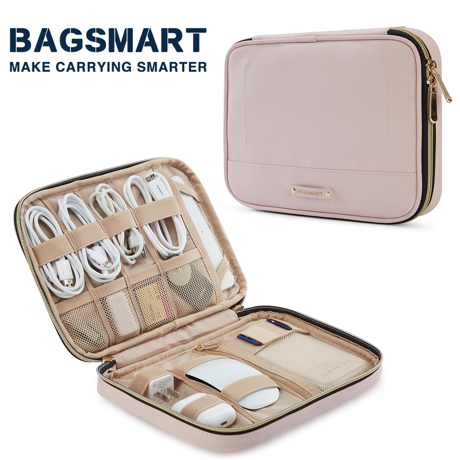 

BAGSMART Органайзер для кабелей в путешествие Водонепроницаемая сумка-чехол для гаджетов Зарядка Power Bank Ipad Органайзер для наушников незаменимые вещи для путешествий розовый