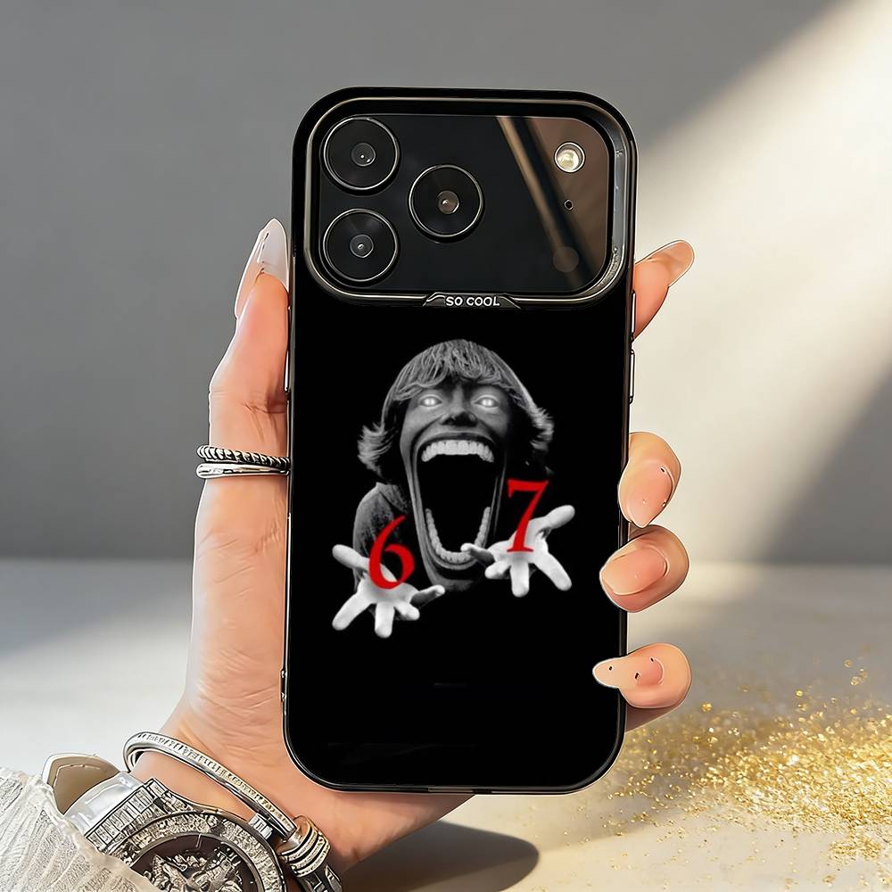 

67 Six Seven Phone Case For iPhone17,16,15,14,13,12,11,Pro,MAX Gray Matte Silicone Black Cover iPhone17