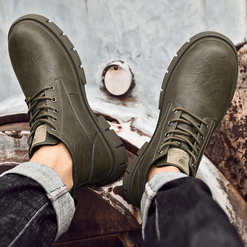 Low Top Wear Resistance Men's Casual Shoes 2024 New Arrival Fashion Ankle Boots Classic Non-Slip Genuine Leather Business Boots