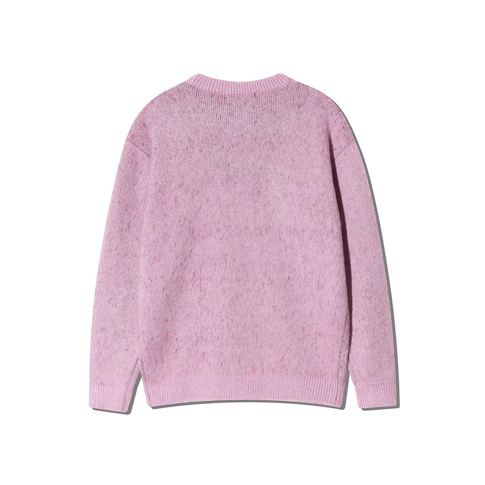 NODU Brushed Lettering Jacquard Round Hairy Knit [Pink]