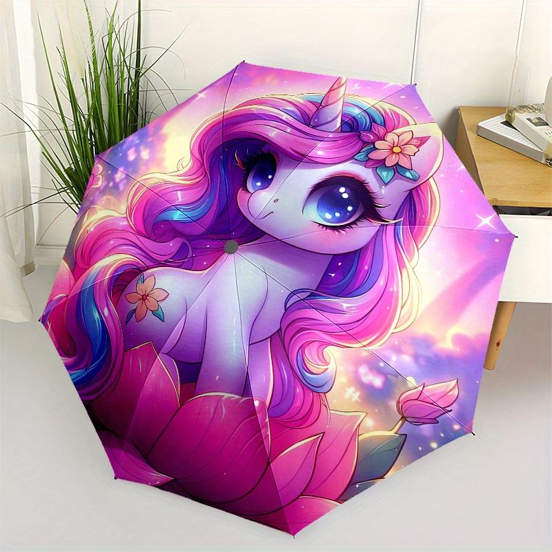 

Unicorn Fantasy Theme 8 Bone Hand Automatic Folding Fashion umbrella, Compact and Portable Design, A Perfect Gift for Birthday, Christmas or
