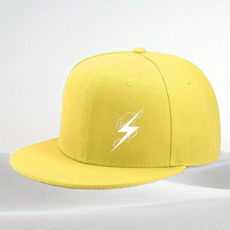 Lightning Bolt Graphic Flat Brim Snapback Cap Polyester Adjustable Outdoor Unisex Baseball Hat