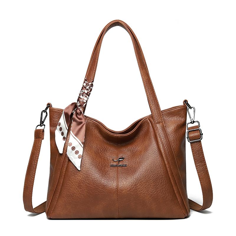 Borsa retrò di grande capacità da donna, borsa a tracolla per pendolari, borsa tote in PU