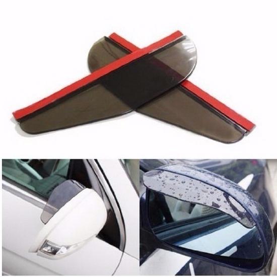 2 Pcs Black Car Rearview Mirror Rain Water Rainproof Eyebrow Cover Side Shield