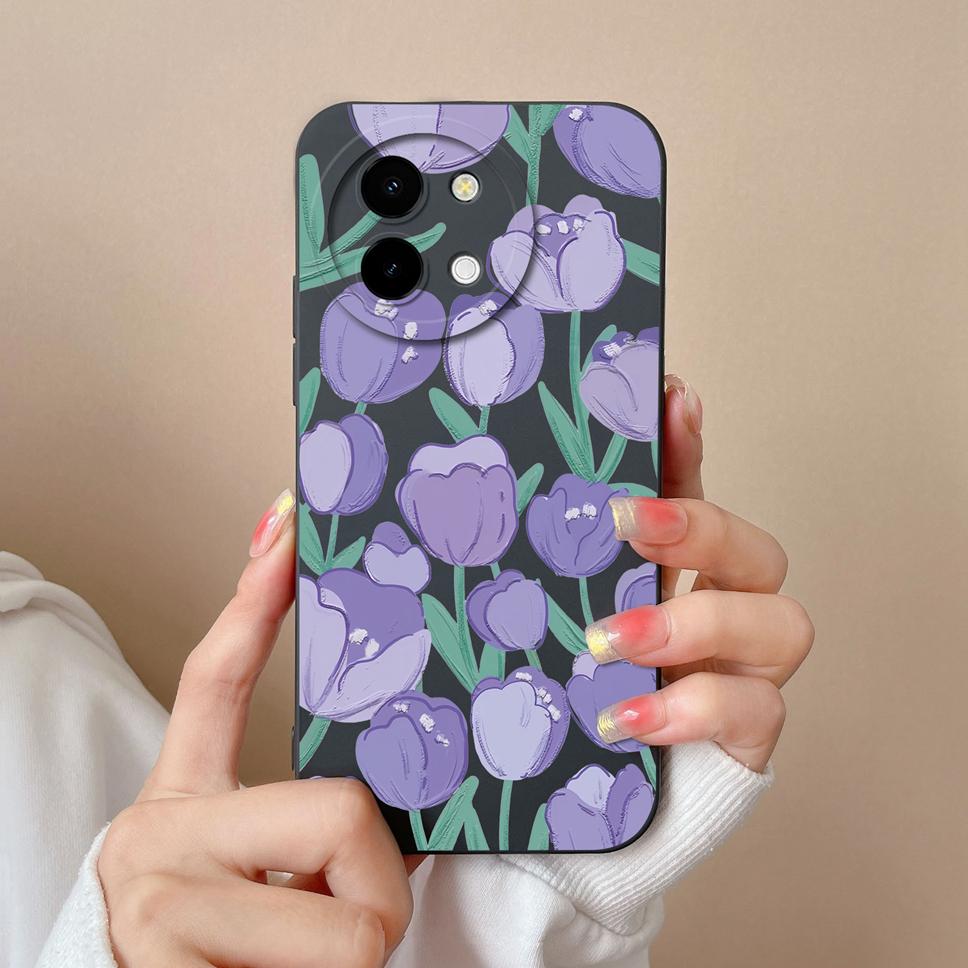 For Vivo Y38 5G Phone Case Lovely Cartoon Panda Pattern Soft Liquid Silicone Shockproof Protective Back Cover For Vivo Y 38 Capa