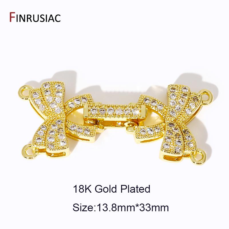 

18K Gold Plated Brass Zircon Fasteners Closure Lock Clasps For DIY Handmade Needlework Beads Pearls Jewelry Making Supplies 1 Pcs