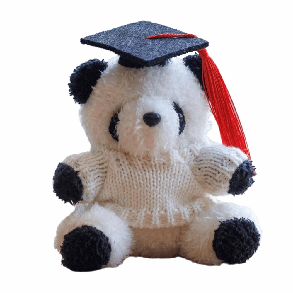 10cm Stuffed Panda Pendant Toy Soft Doctor Hat Panda Doll  Graduation Season белый