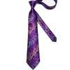 Dibangu Men's Tie Set Purple Design Paisley Fashionable Necktie Pocket Square Handkerchief Cufflinks Set for Wedding
